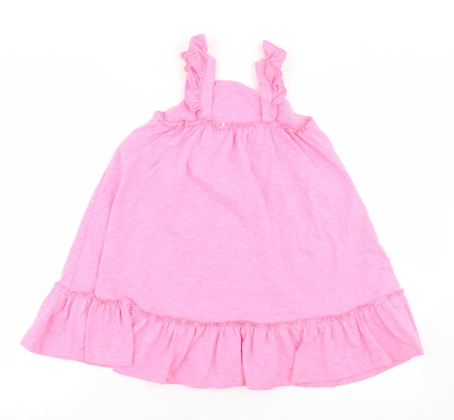 Mini Club Girls Pink  Cotton Trapeze & Swing  Size 4-5 Years  Square Neck  - Smock Dress
