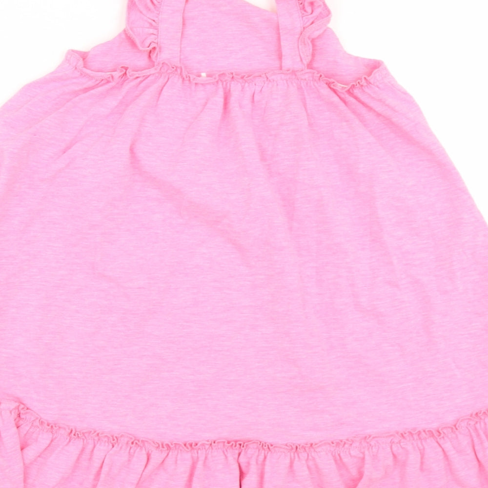 Mini Club Girls Pink  Cotton Trapeze & Swing  Size 4-5 Years  Square Neck  - Smock Dress