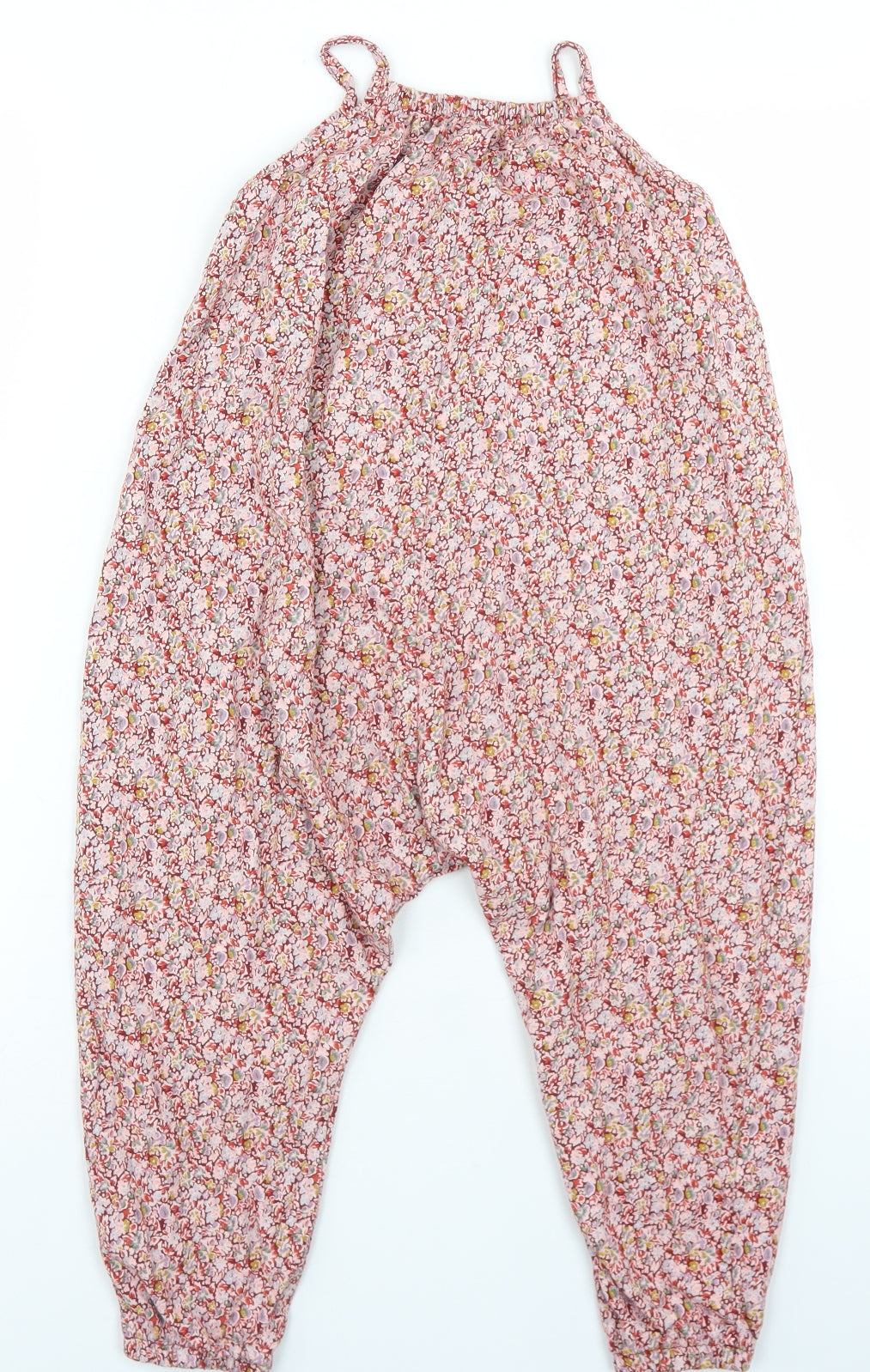 NEXT Girls Red Floral Cotton Jumpsuit One-Piece Size 4-5 Years