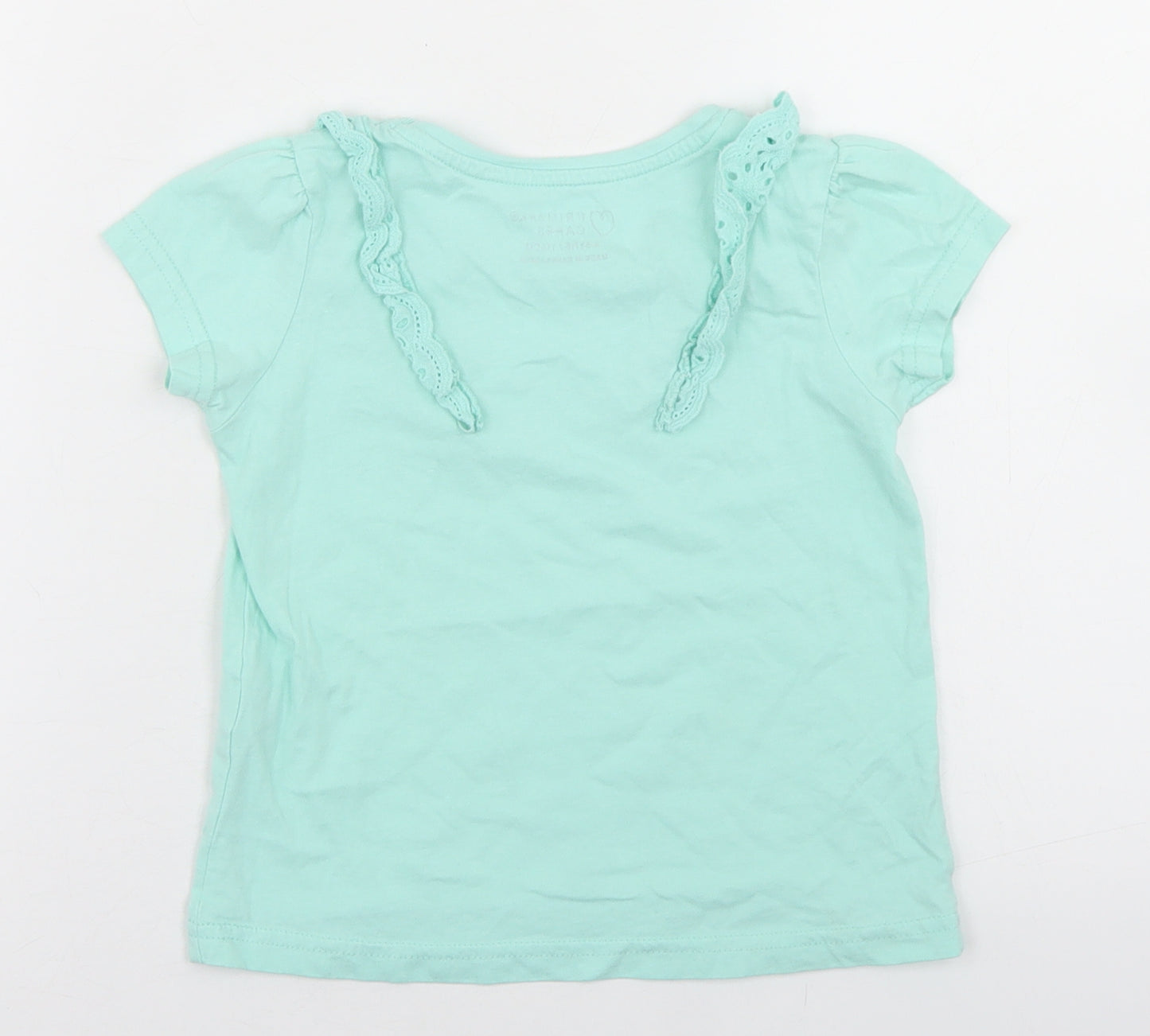 Primark Girls Blue  Cotton Basic T-Shirt Size 4-5 Years Crew Neck
