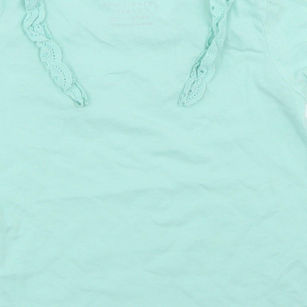 Primark Girls Blue  Cotton Basic T-Shirt Size 4-5 Years Crew Neck