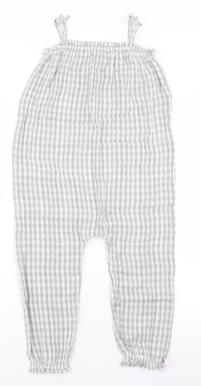 Mothercare Girls Grey Gingham Cotton Jumpsuit One-Piece Size 4-5 Years