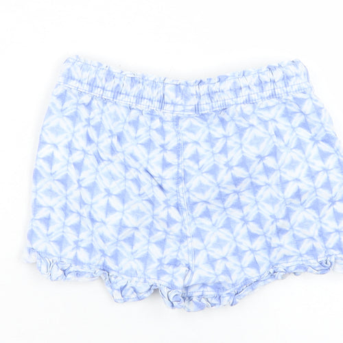 Gap Girls Blue Geometric Cotton Paperbag Shorts Size 5 Years  Regular Drawstring