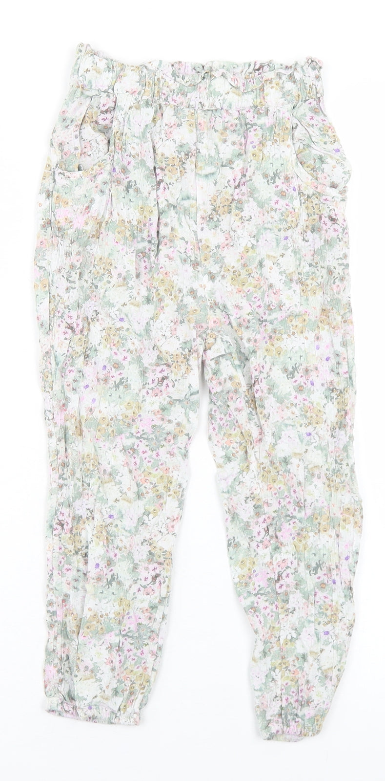 NEXT Girls Multicoloured Floral Viscose Harem Trousers Size 4-5 Years  Regular