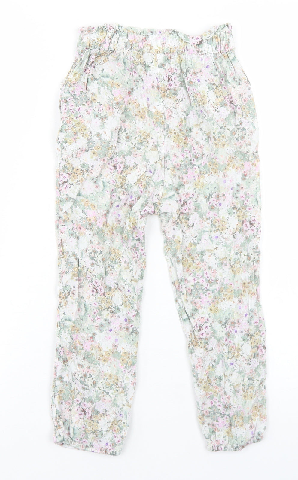 NEXT Girls Multicoloured Floral Viscose Harem Trousers Size 4-5 Years  Regular