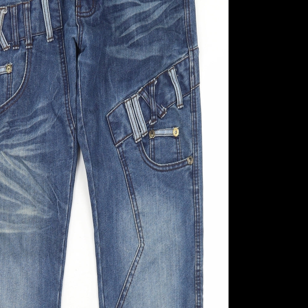 Peviani Mens Blue  Cotton Straight Jeans Size 34 in L31 in Regular Button