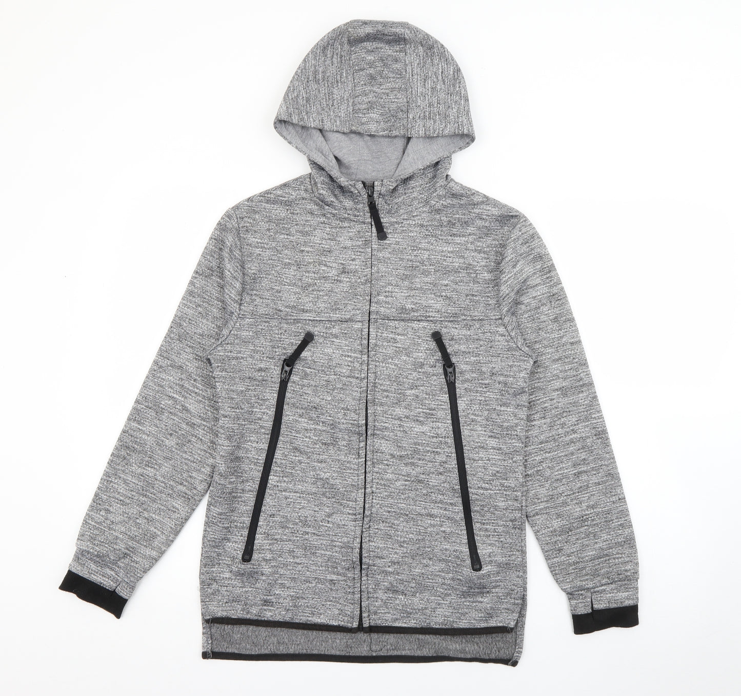 Primark Boys Grey  Polyester Full Zip Hoodie Size 12-13 Years  Zip