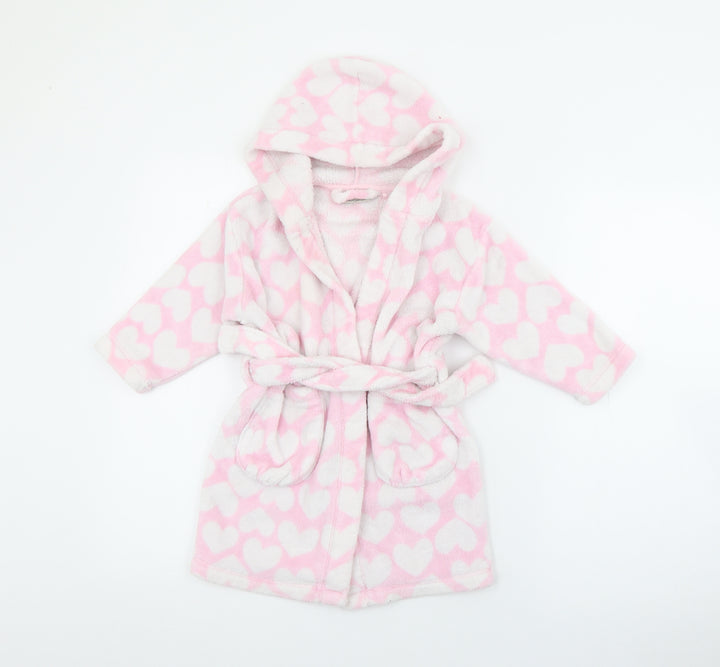 NEXT Girls Pink Geometric Polyester Top Robe Size 2-3 Years Tie