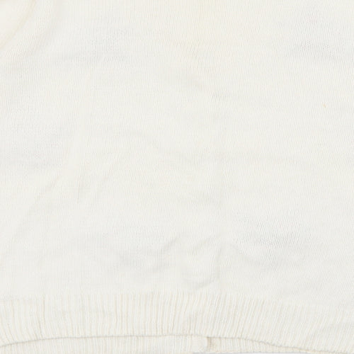 By Design Essentials Womens Ivory V-Neck  Ramie Cardigan Jumper Size M