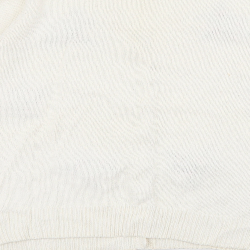 By Design Essentials Womens Ivory V-Neck  Ramie Cardigan Jumper Size M