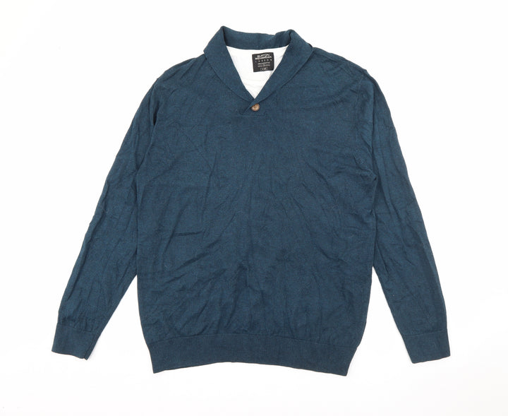 Burton Mens Blue Roll Neck Polyester Pullover Jumper Size XL