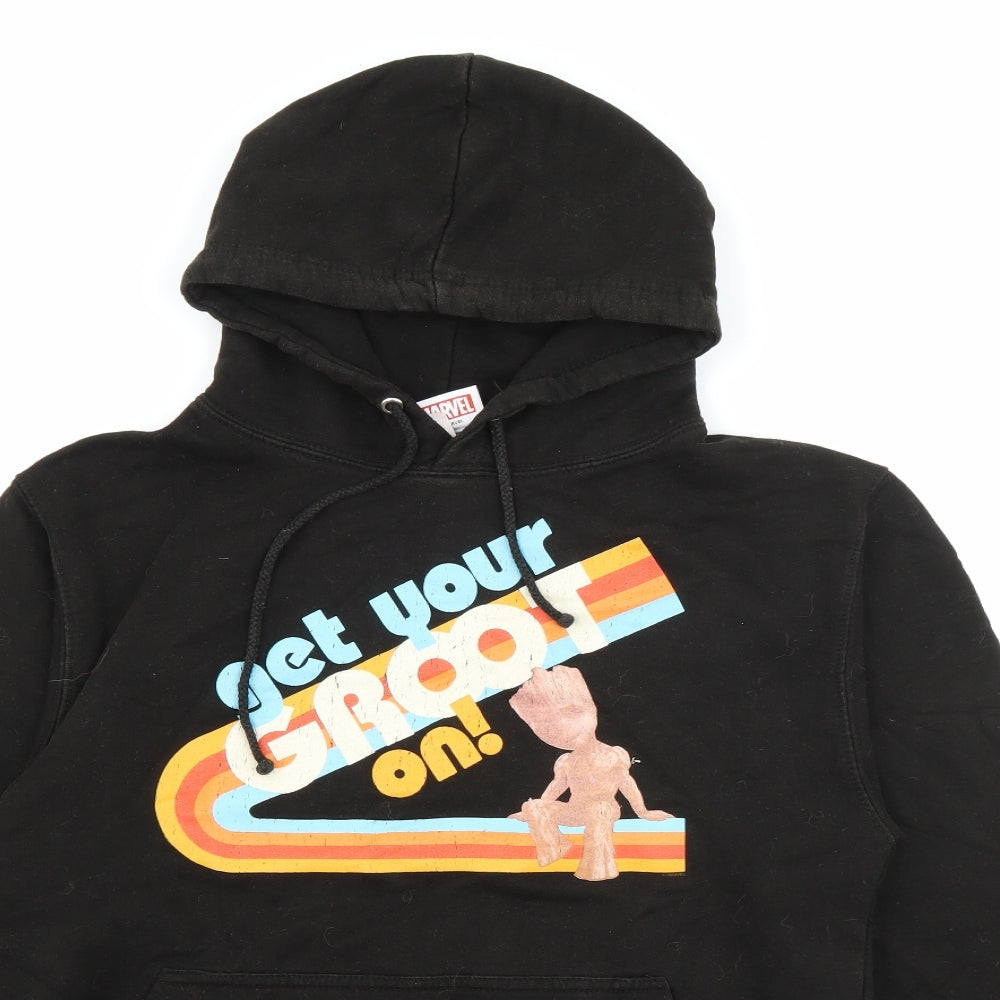 Marvel Mens Black  Cotton Pullover Hoodie Size S   - Groot
