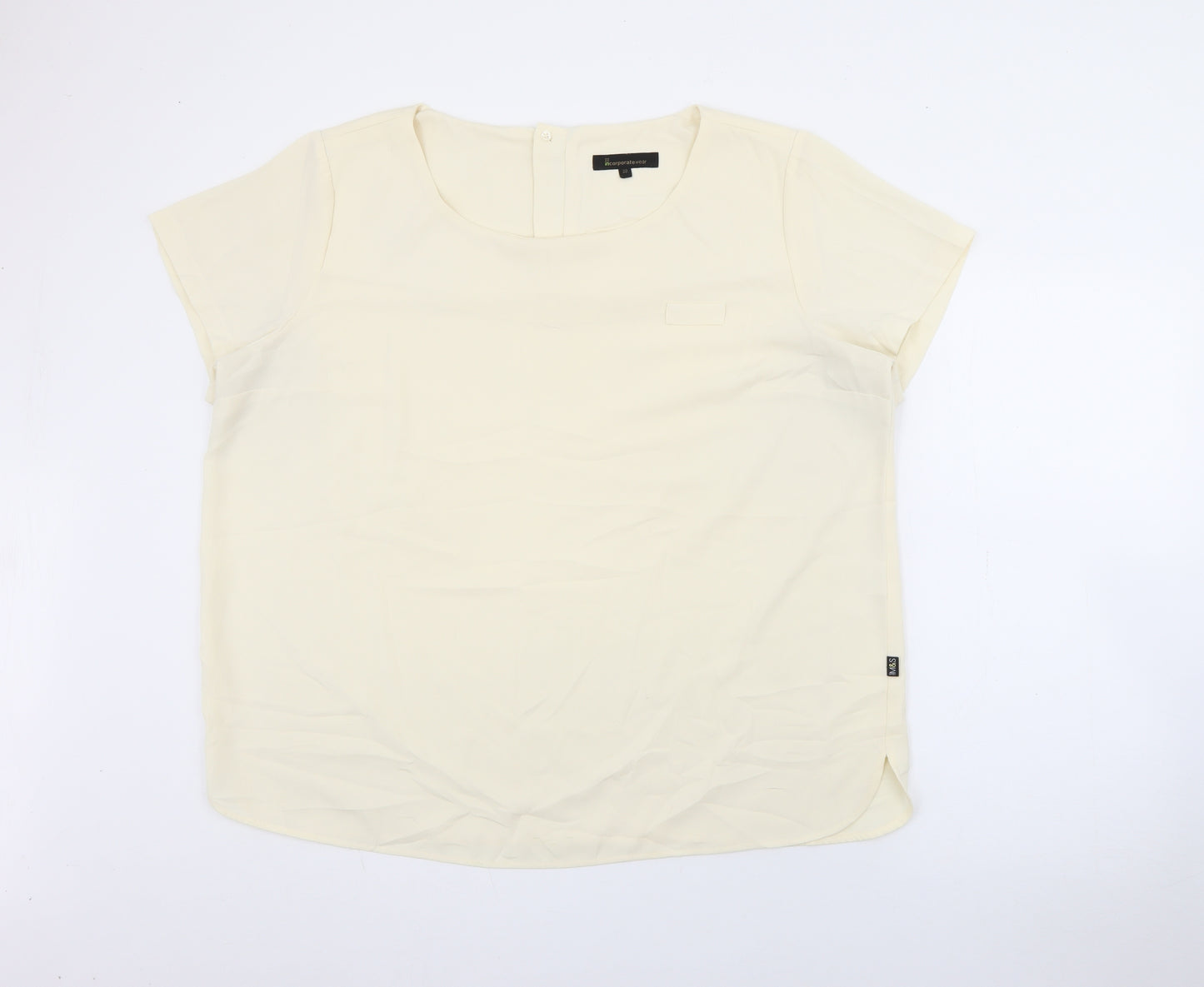 incorporate wear Womens Ivory  Polyester Tunic T-Shirt Size 22 Round Neck