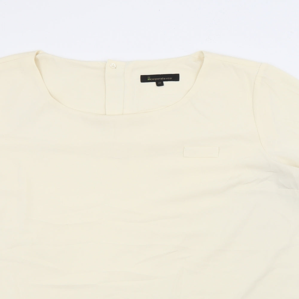 incorporate wear Womens Ivory  Polyester Tunic T-Shirt Size 22 Round Neck