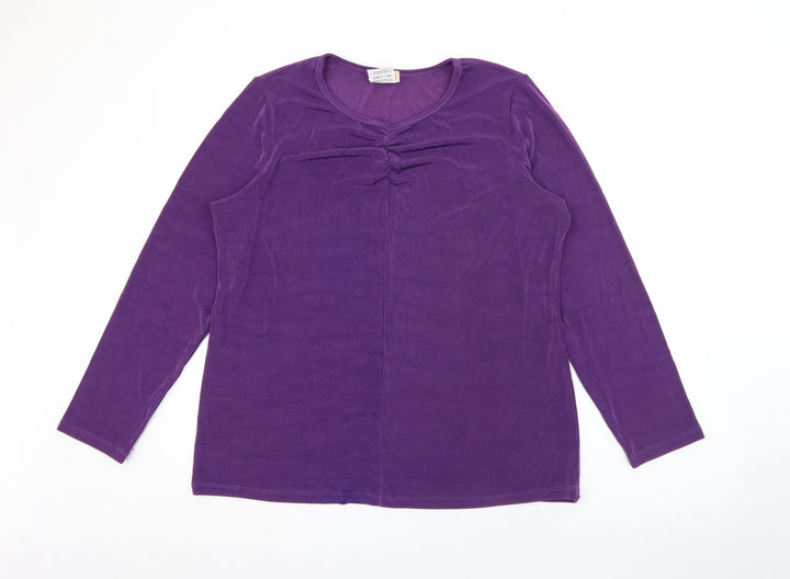 d&co Womens Purple Crew Neck  Acetate Pullover Jumper Size 2XL