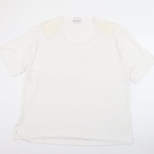 Rochelle Womens White Round Neck  Polyester Pullover Jumper Size 2XL
