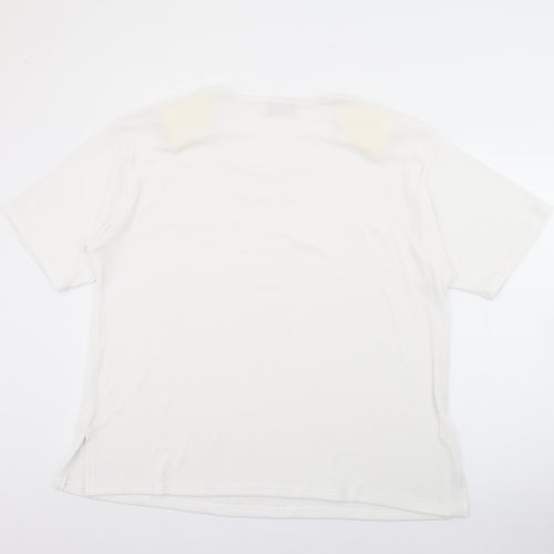 Rochelle Womens White Round Neck  Polyester Pullover Jumper Size 2XL