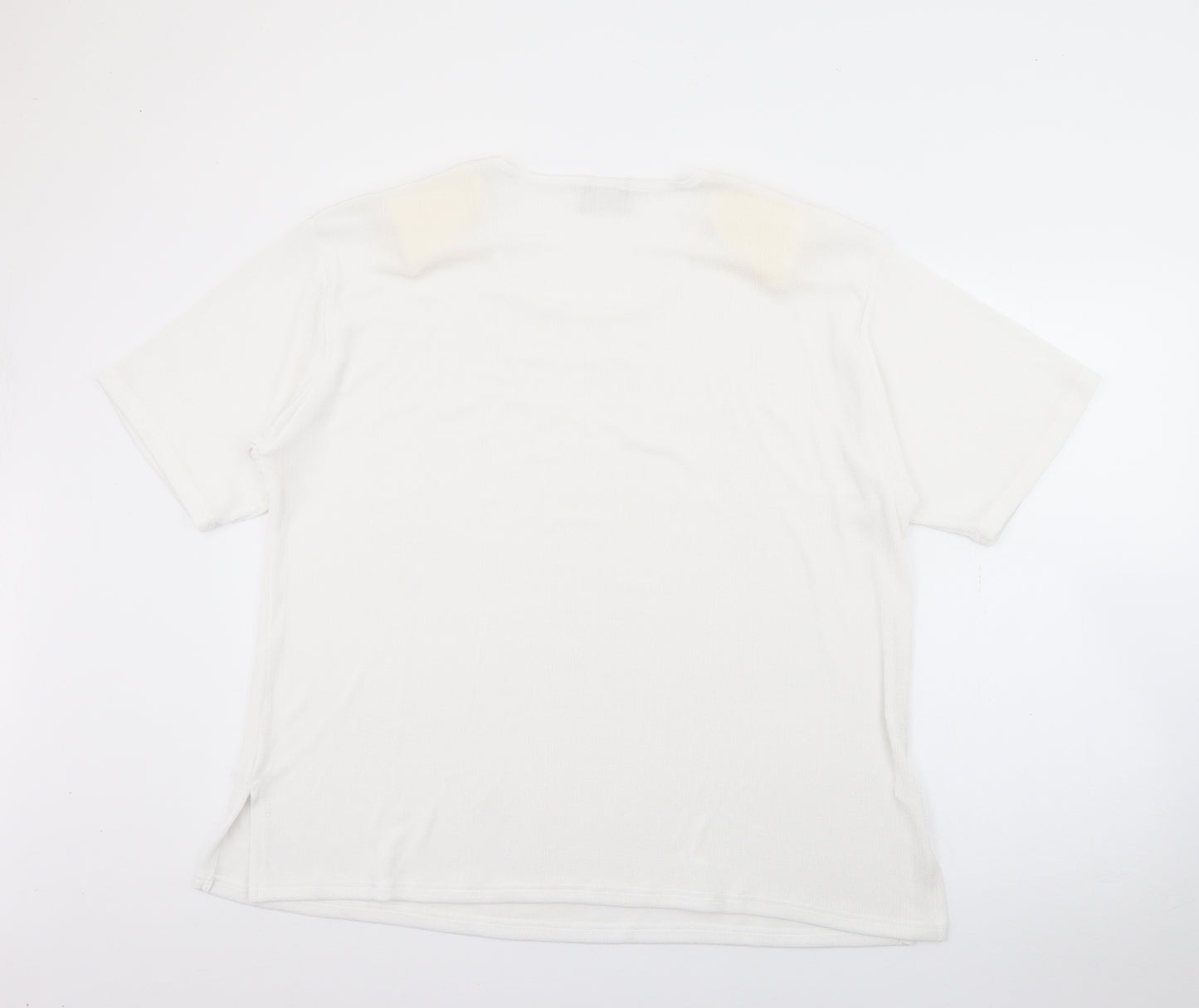 Rochelle Womens White Round Neck  Polyester Pullover Jumper Size 2XL
