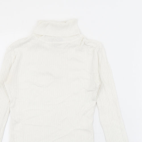 Primark Womens White Roll Neck  Viscose Pullover Jumper Size 10