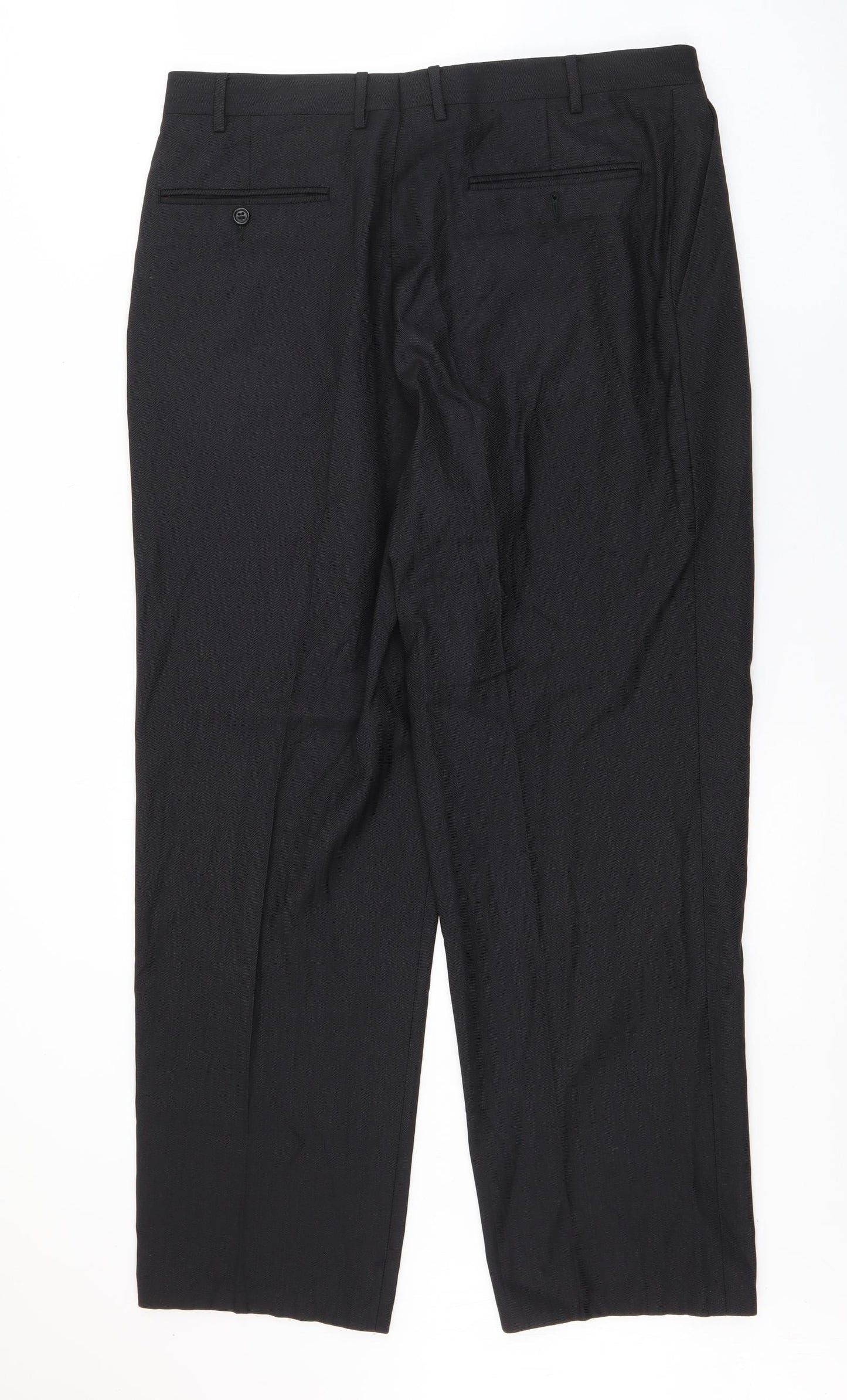 Pantalone Mens Black  Wool Trousers  Size 36 in L26 in Regular Zip