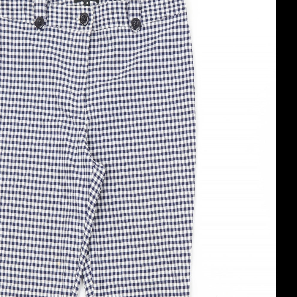 Papaya Womens Blue Plaid Polyester Capri Trousers Size 14 L20 in Regular Button