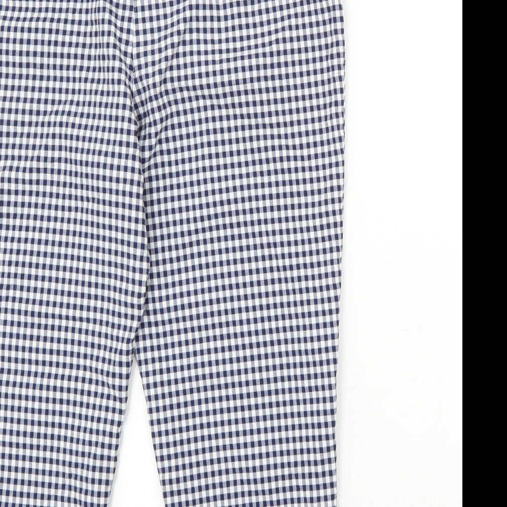 Papaya Womens Blue Plaid Polyester Capri Trousers Size 14 L20 in Regular Button