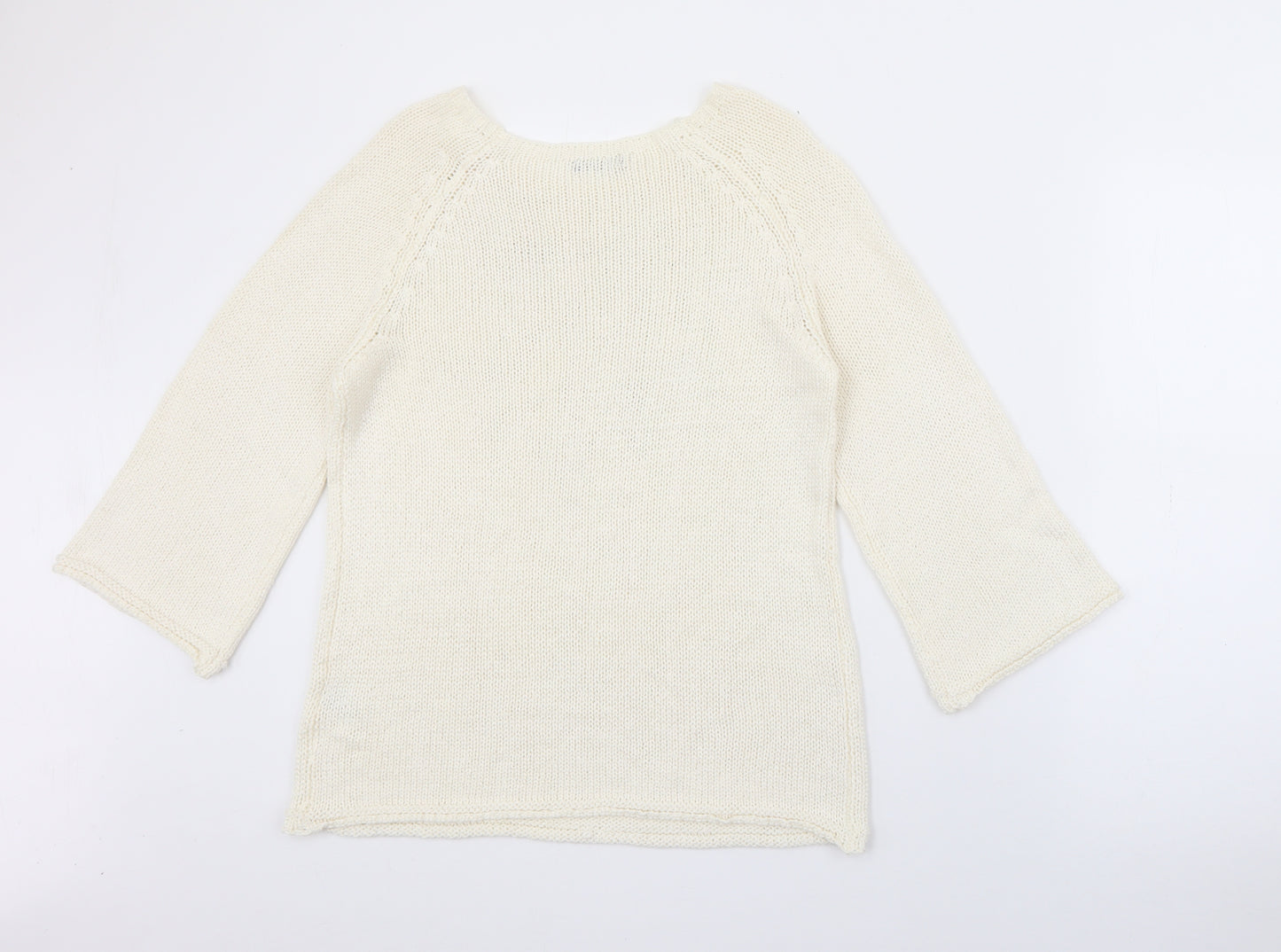Roman Womens Ivory Crew Neck  Acrylic Pullover Jumper Size 16