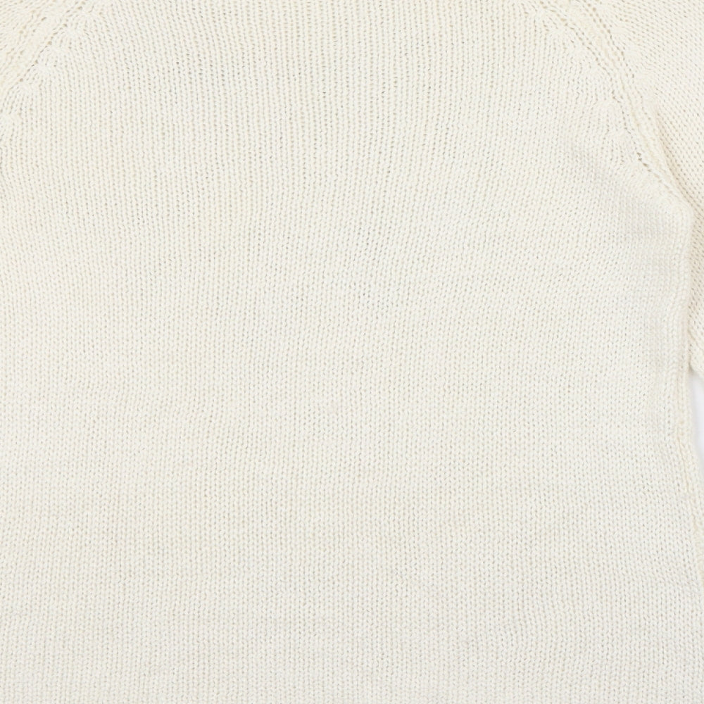 Roman Womens Ivory Crew Neck  Acrylic Pullover Jumper Size 16