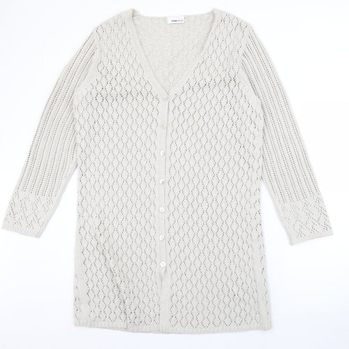 FRANK WALDER Womens Ivory V-Neck  Polyacrylate Fibre Cardigan Jumper Size M