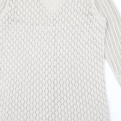 FRANK WALDER Womens Ivory V-Neck  Polyacrylate Fibre Cardigan Jumper Size M