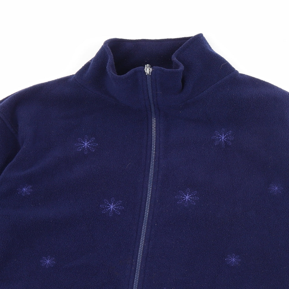 Bonmarché Womens Blue   Jacket  Size M  Zip - Snowflake embroidery