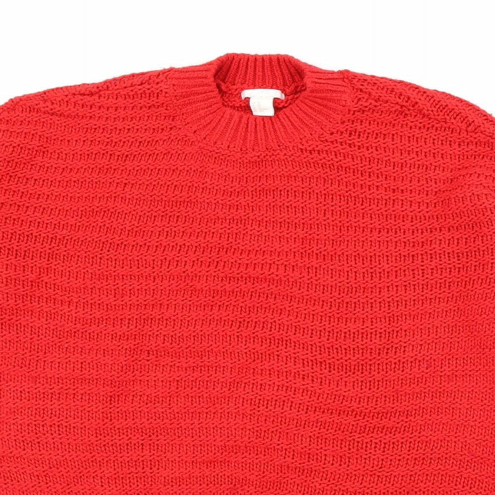 H&M Womens Red High Neck  Acrylic Pullover Jumper Size XS