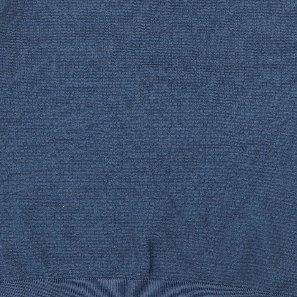 Lincoln Mens Blue Crew Neck  Cotton Pullover Jumper Size XL