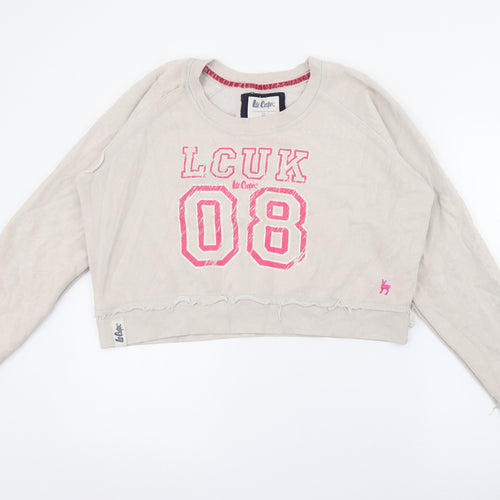 Lee Cooper Womens Ivory Crew Neck  Cotton Pullover Jumper Size 14
