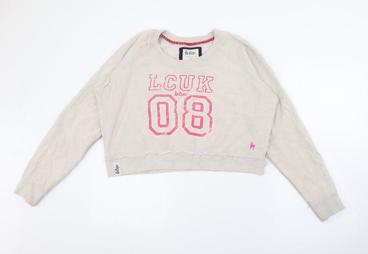 Lee Cooper Womens Ivory Crew Neck  Cotton Pullover Jumper Size 14