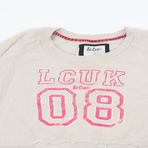 Lee Cooper Womens Ivory Crew Neck  Cotton Pullover Jumper Size 14