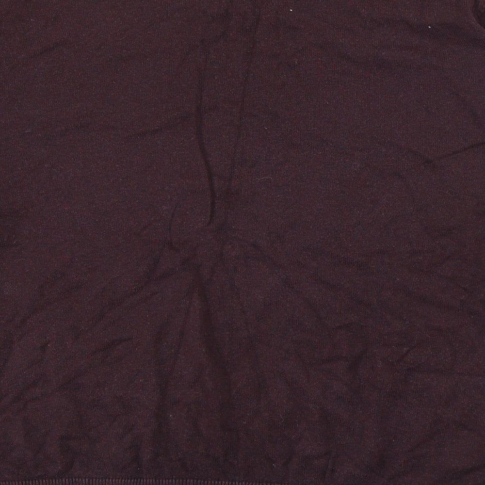 M&Co Mens Red V-Neck  Cotton Pullover Jumper Size L