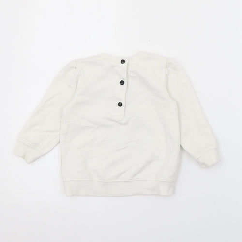 Savannah Girls White  Cotton Pullover Jumper Size 9-12 Months  Button