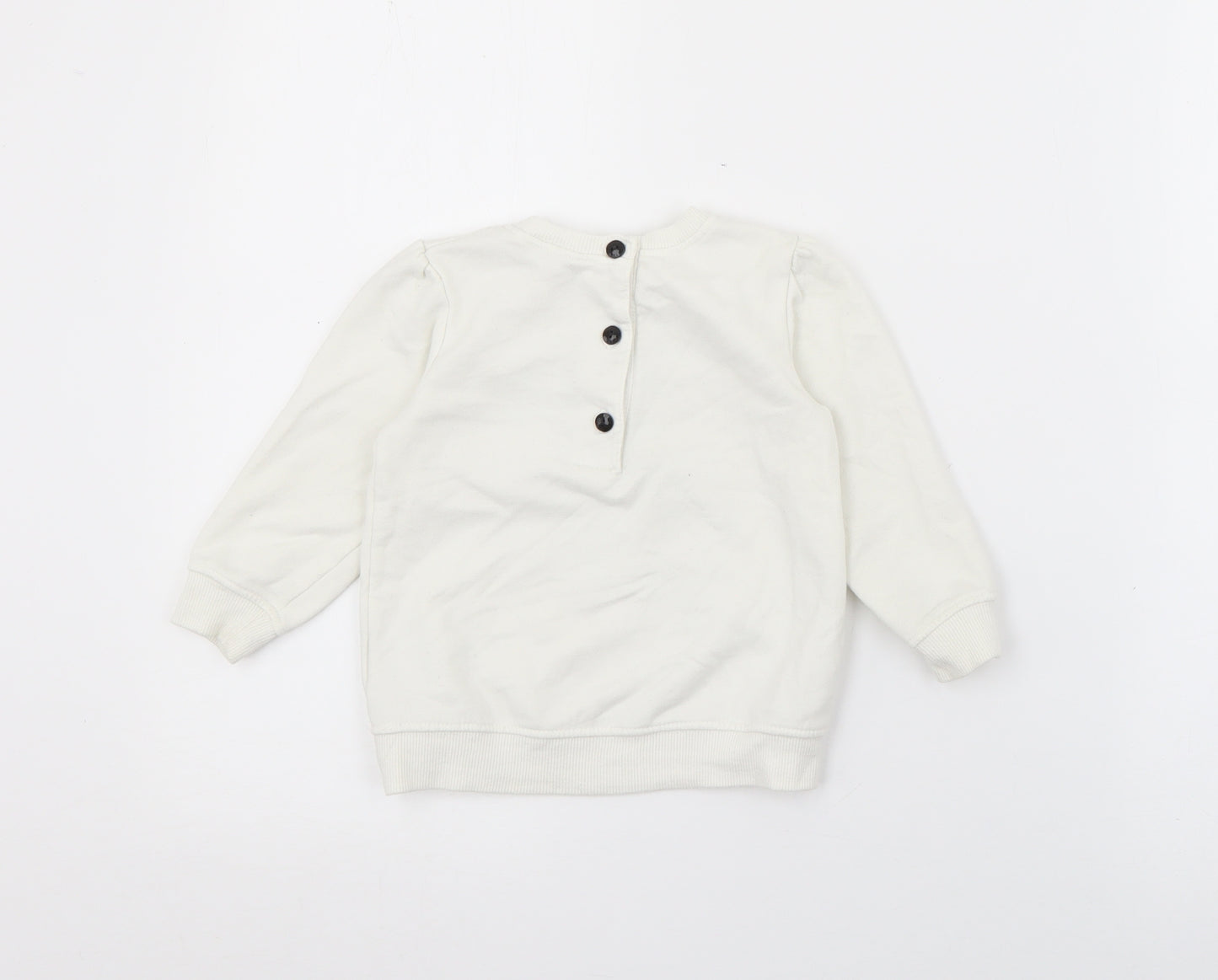 Savannah Girls White  Cotton Pullover Jumper Size 9-12 Months  Button