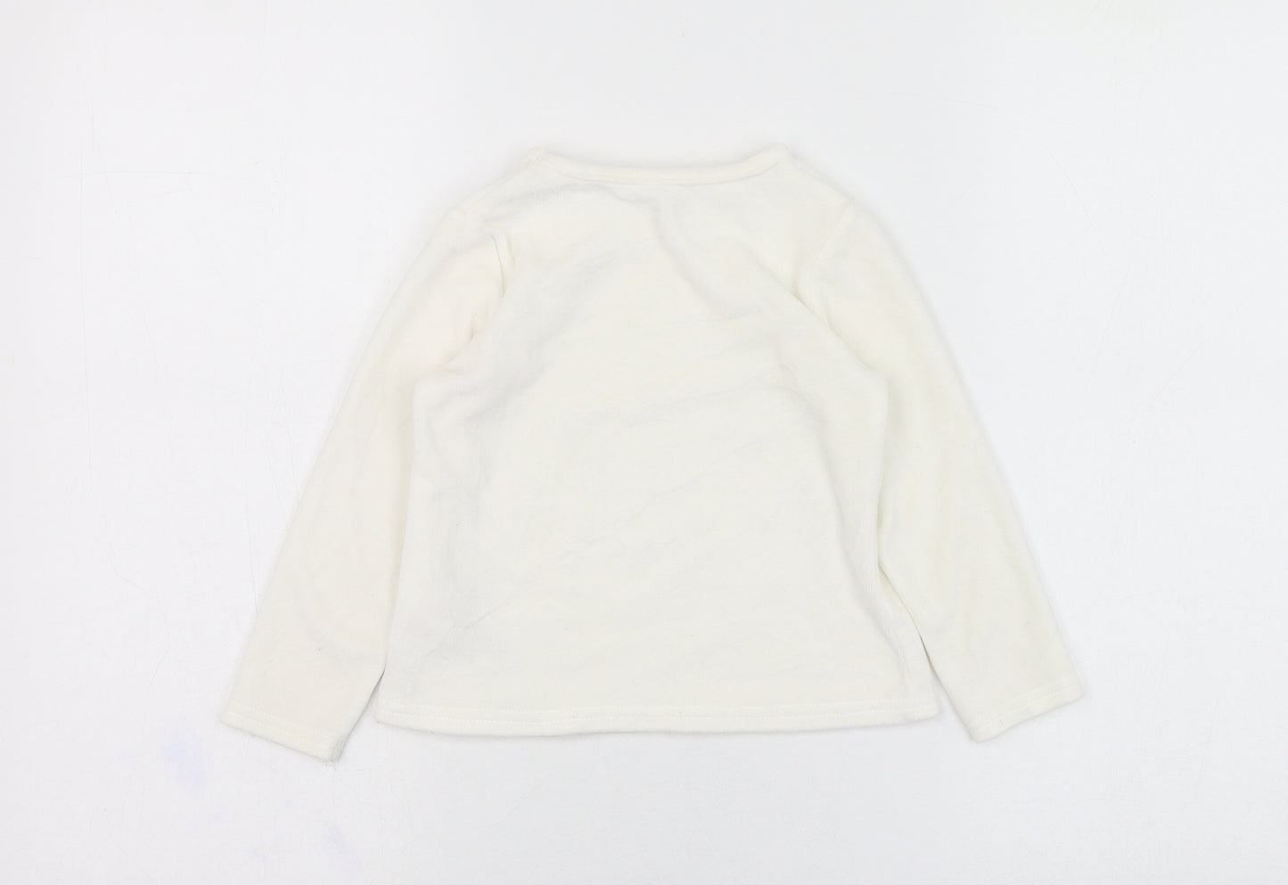 La Redoute Girls White  Cotton Basic T-Shirt Size 4 Years Round Neck Pullover - Cat