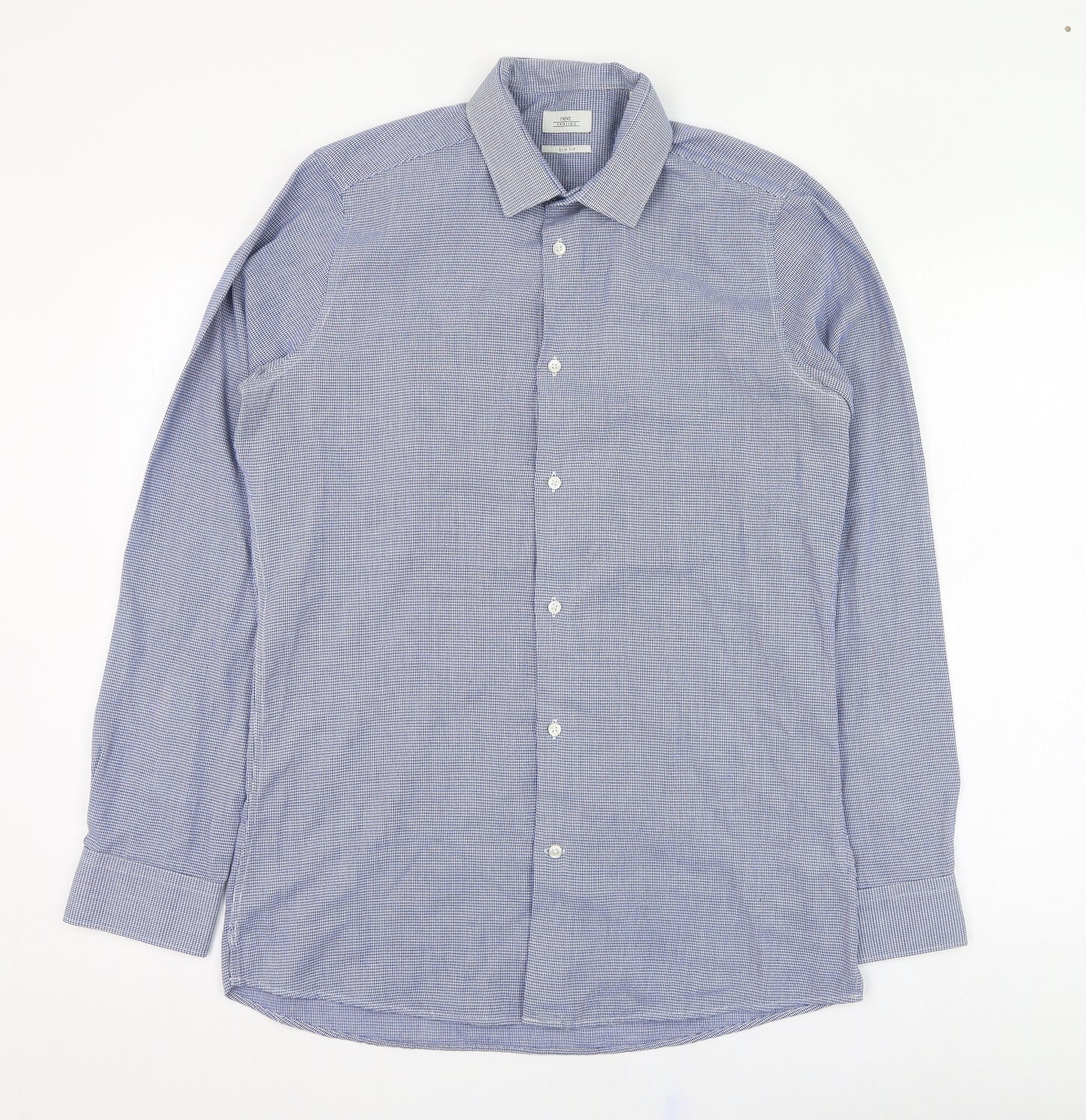 NEXT Mens Blue  Polyester  Dress Shirt Size 15.5 Collared Button