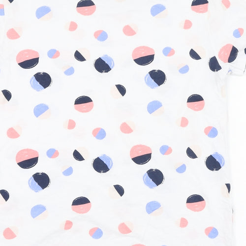 Primark Womens White Polka Dot Cotton Basic T-Shirt Size 6 Round Neck