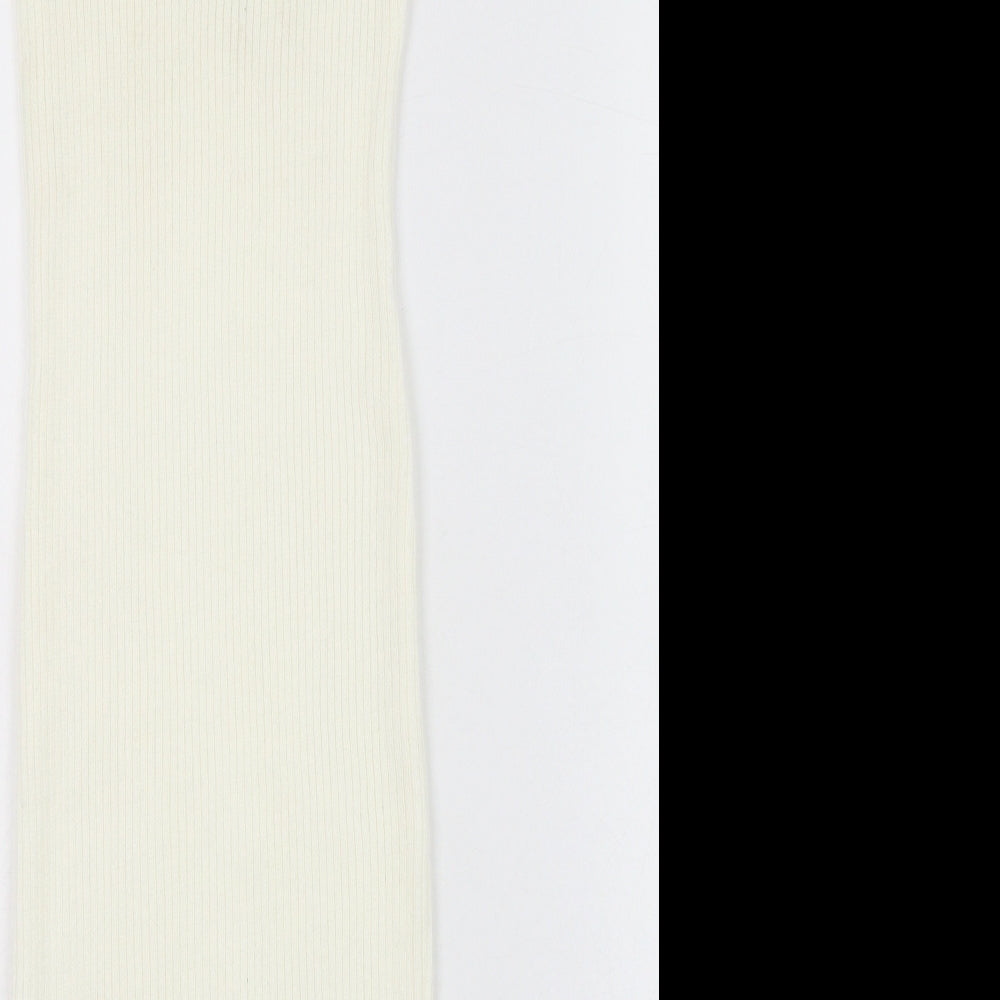 Nasty Gal Womens Ivory  Acrylic Pencil Dress  Size 10  Square Neck Pullover