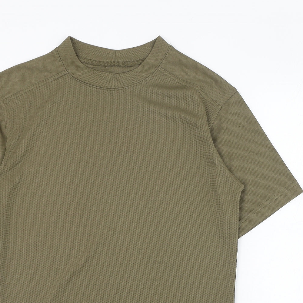 Preworn Mens Green  Polyester Basic T-Shirt Size S Roll Neck Pullover