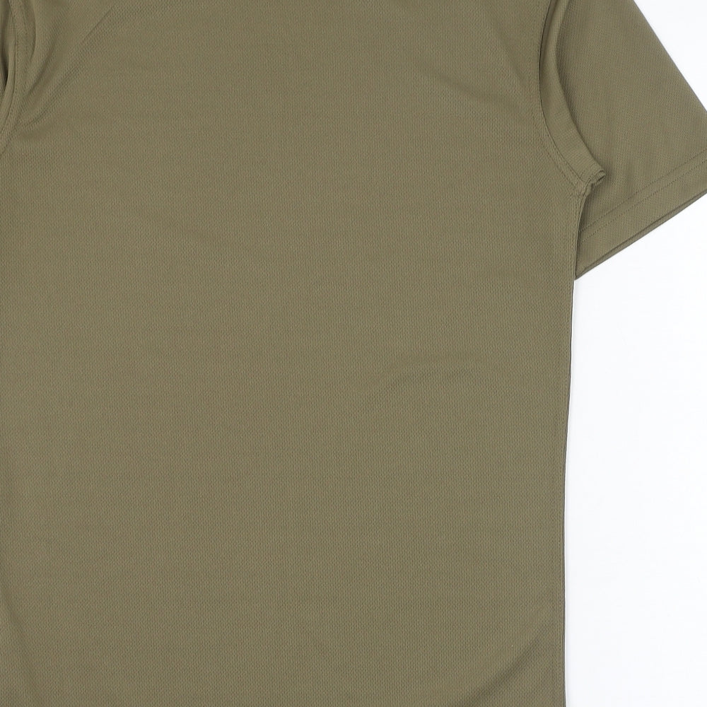 Preworn Mens Green  Polyester Basic T-Shirt Size S Roll Neck Pullover