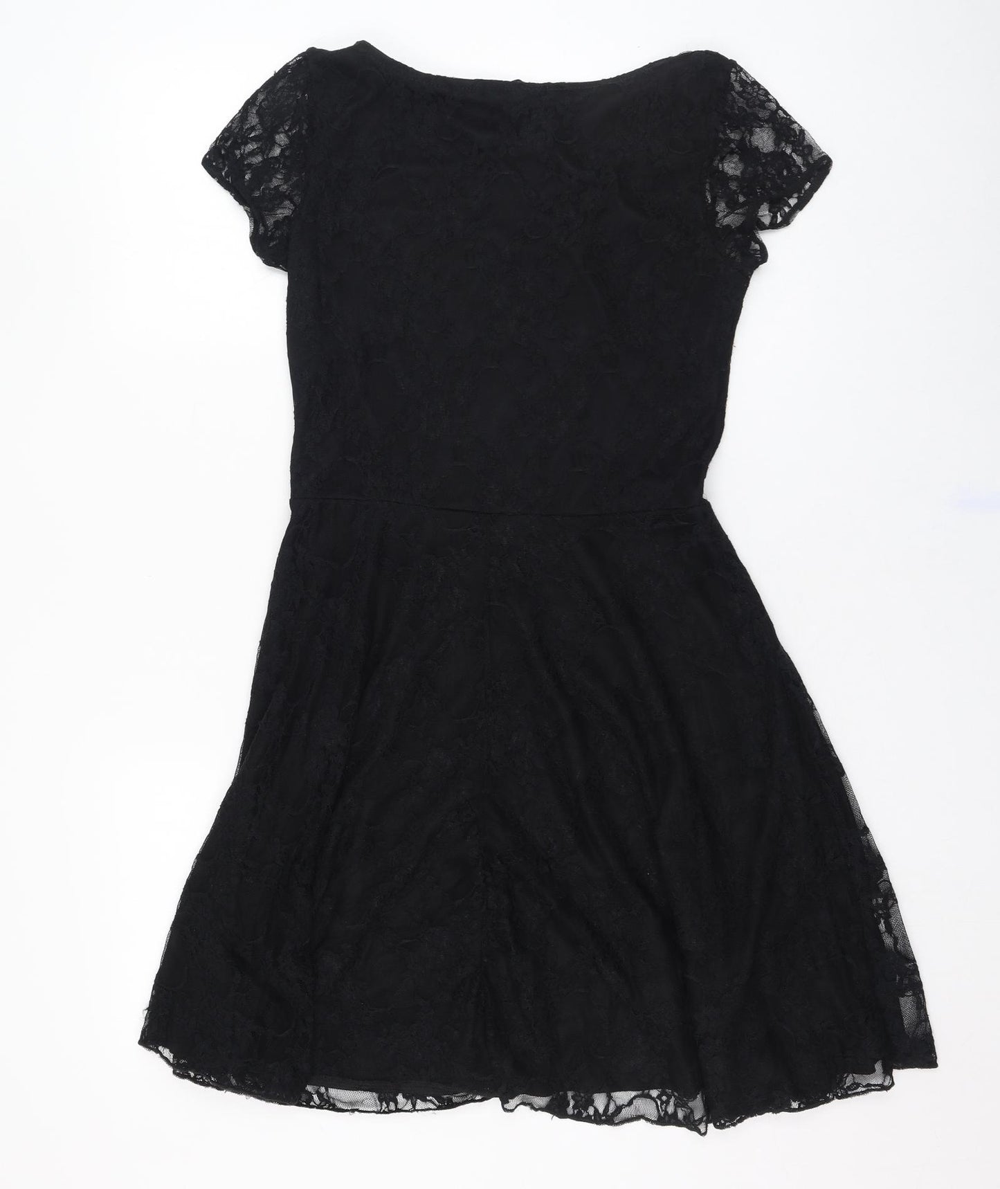 Select Womens Black  Nylon Skater Dress  Size 12  Round Neck Pullover
