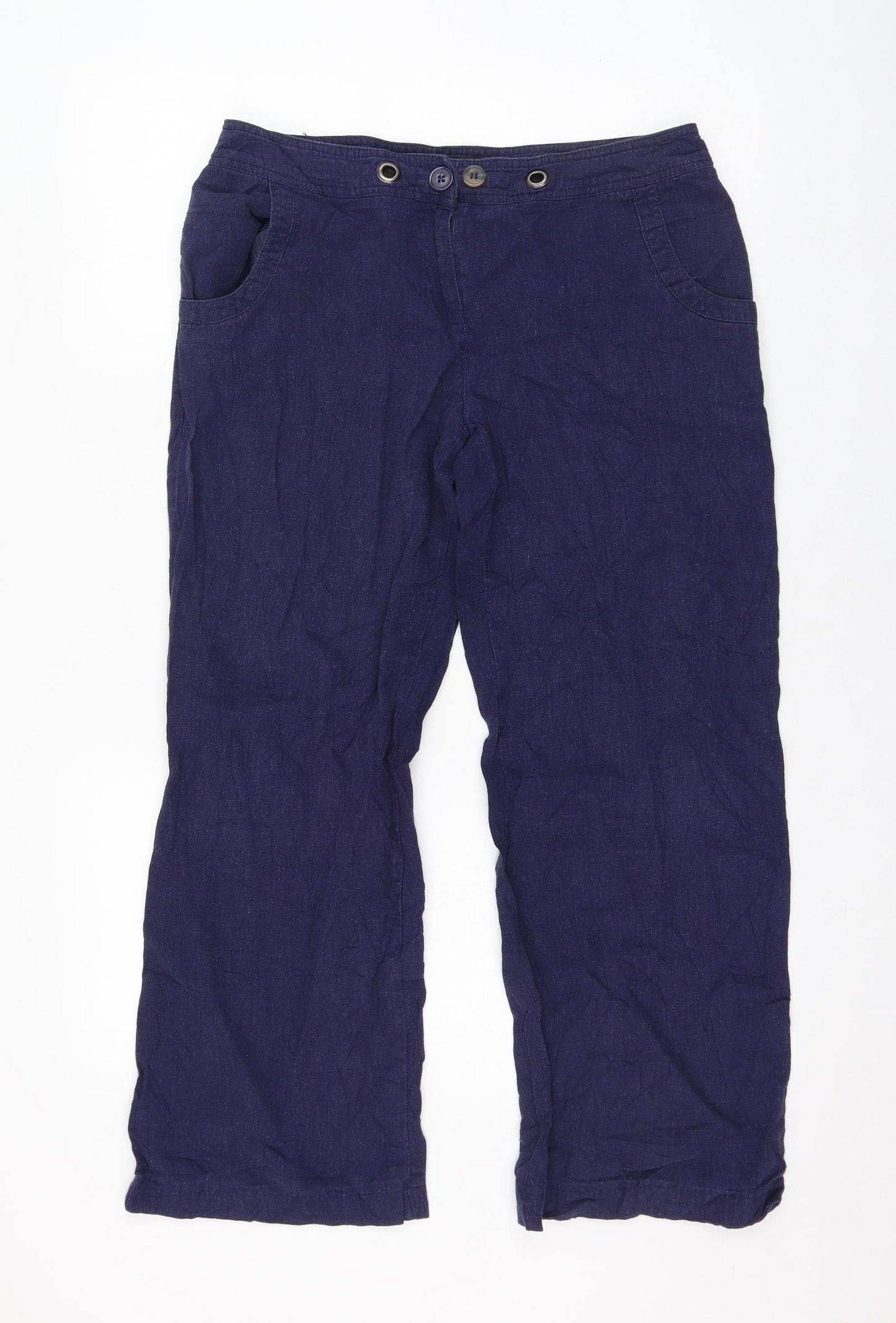 Papaya Womens Blue  Polyester Trousers  Size 10 L25 in Regular Zip