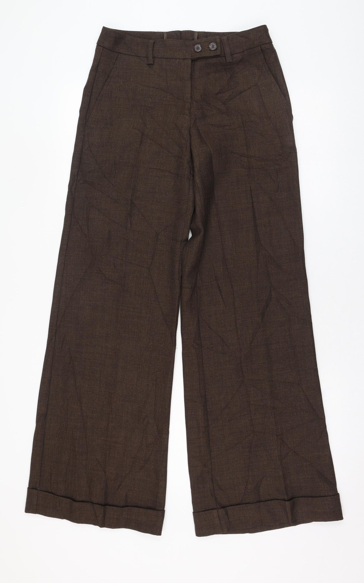H&M Womens Brown  Polyester Trousers  Size 6 L31 in Regular Zip