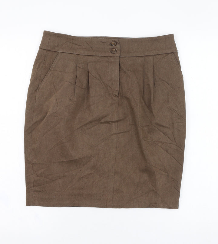Jobis Womens Brown Cotton Straight & Pencil Skirt Size 12 Zip