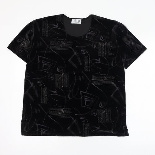 Citrus Womens Black  Polyester Basic T-Shirt Size 16 Round Neck